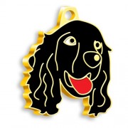 24 Ayar Altın Kaplama Cocker Köpek Künyesi (Siyah)