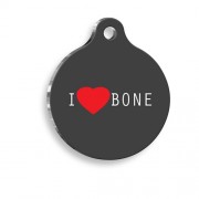 I Love Bone Desenli Yuvarlak Köpek Künyesi