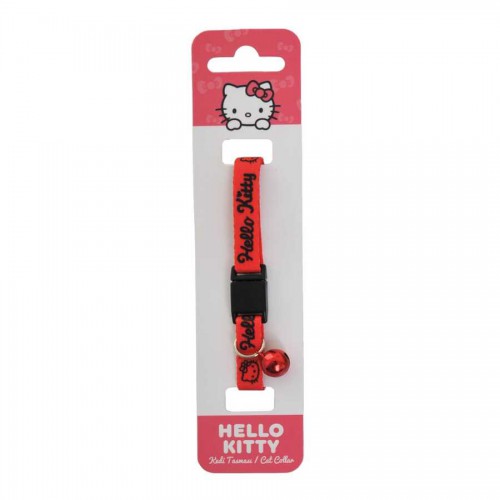 Hello Kitty Kırmızı Siyah Desenli Güvenlik Kilitli Ayarlanabilir Yumuşak Doku Kedi Boyun Tasması 22-30 cm